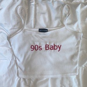 Pretty Little Thing 90’s baby white crop tank y2k unique cute cami top shirt sm